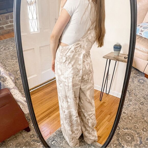 Anthropologie Wide Leg Linen Blend Jumpsuit Beige - Picture 3 of 8